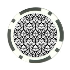 White On Black Damask Poker Chip from ArtsNow.com Front