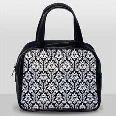 Black & White Damask Pattern Classic Handbag (Two Sides) from ArtsNow.com Back