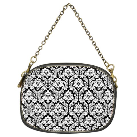 Black & White Damask Pattern Chain Purse (Two Sides) from ArtsNow.com Front