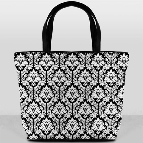 Black & White Damask Pattern Bucket Bag from ArtsNow.com Back