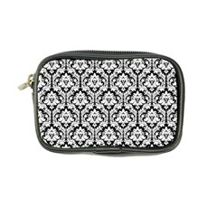 White On Black Damask Coin Purse from ArtsNow.com Front