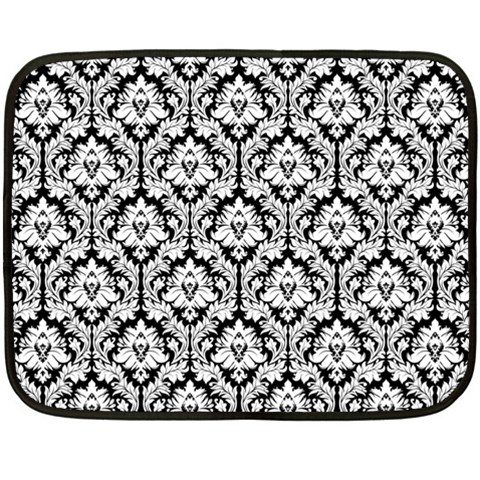 White On Black Damask Mini Fleece Blanket (Two Sided) from ArtsNow.com 35 x27  Blanket Front