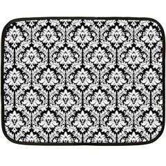 White On Black Damask Mini Fleece Blanket (Two Sided) from ArtsNow.com 35 x27  Blanket Front