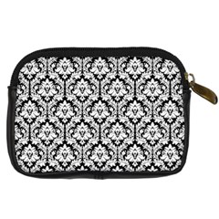 White On Black Damask Digital Camera Leather Case from ArtsNow.com Back