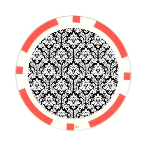 White On Black Damask Poker Chip (10 Pack) from ArtsNow.com Front