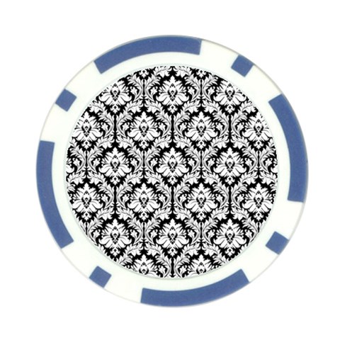 White On Black Damask Poker Chip (10 Pack) from ArtsNow.com Front