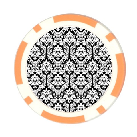 White On Black Damask Poker Chip (10 Pack) from ArtsNow.com Front