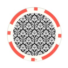 White On Black Damask Poker Chip (10 Pack) from ArtsNow.com Front