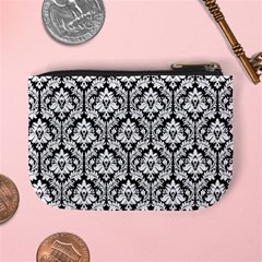 Black & White Damask Pattern Mini Coin Purse from ArtsNow.com Back