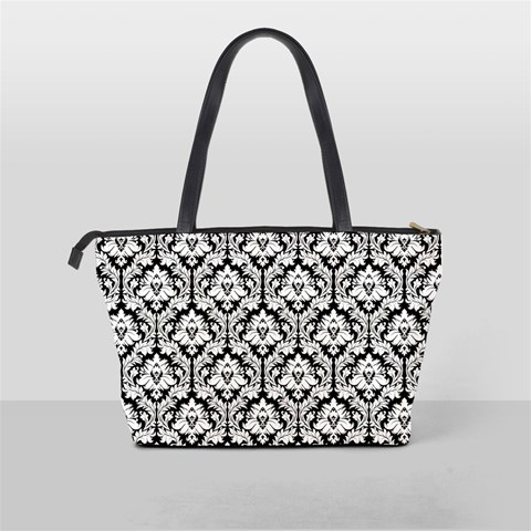 Black & White Damask Pattern Classic Shoulder Handbag from ArtsNow.com Back