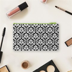 Black & White Damask Pattern Cosmetic Bag (Small) from ArtsNow.com Back