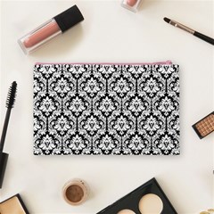 Black & White Damask Pattern Cosmetic Bag (Medium) from ArtsNow.com Back