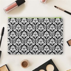 Black & White Damask Pattern Cosmetic Bag (Large) from ArtsNow.com Back