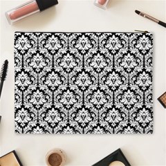 Black & White Damask Pattern Cosmetic Bag (XL) from ArtsNow.com Back