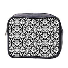 Black & White Damask Pattern Mini Toiletries Bag (Two Sides) from ArtsNow.com Front