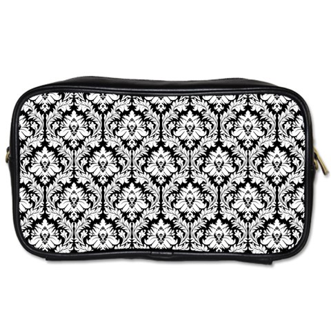 Black & White Damask Pattern Toiletries Bag (Two Sides) from ArtsNow.com Front