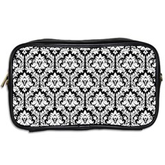 Black & White Damask Pattern Toiletries Bag (Two Sides) from ArtsNow.com Back