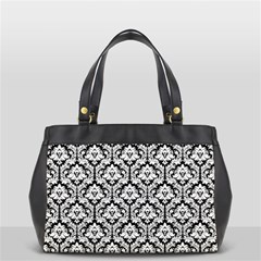 Black & White Damask Pattern Oversize Office Handbag (2 Sides) from ArtsNow.com Front