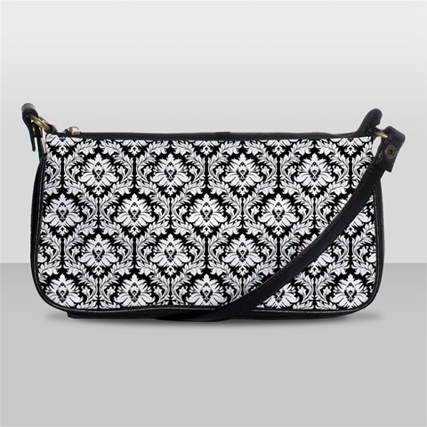 Black & White Damask Pattern Shoulder Clutch Bag from ArtsNow.com Front