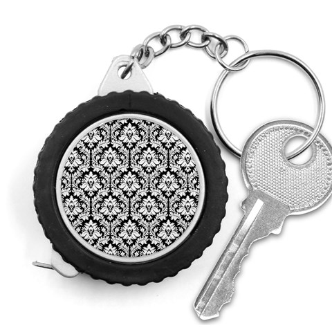 White On Black Damask Measuring Tape from ArtsNow.com Front