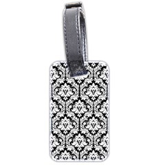 White On Black Damask Luggage Tag (Two Sides) from ArtsNow.com Front