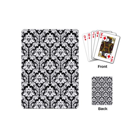 White On Black Damask Playing Cards (Mini) from ArtsNow.com Back