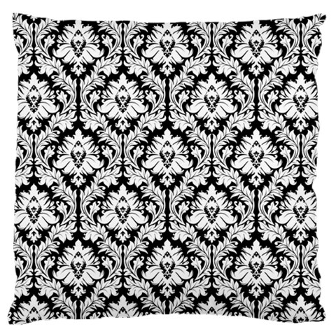 White On Black Damask Large Cushion Case (Single Sided)  from ArtsNow.com Front