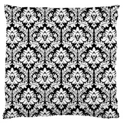 Black & White Damask Pattern Large Cushion Case (Two Sides) from ArtsNow.com Front