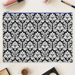 Black & White Damask Pattern Cosmetic Bag (XXXL) from ArtsNow.com Front