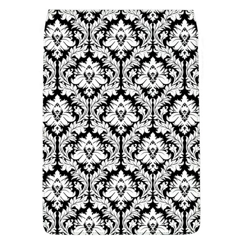 White On Black Damask Removable Flap Cover (Large) from ArtsNow.com Front