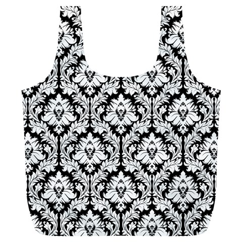 Black & White Damask Pattern Full Print Recycle Bag (XL) from ArtsNow.com Back