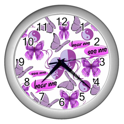 Invisible Illness Collage Wall Clock (Silver) from ArtsNow.com Front