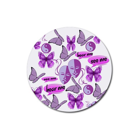 Invisible Illness Collage Drink Coaster (Round) from ArtsNow.com Front