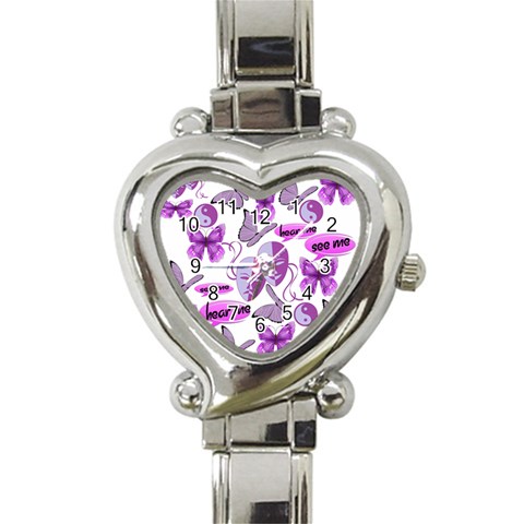 Invisible Illness Collage Heart Italian Charm Watch  from ArtsNow.com Front