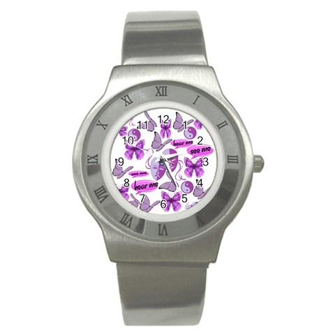 Invisible Illness Collage Stainless Steel Watch (Slim) from ArtsNow.com Front