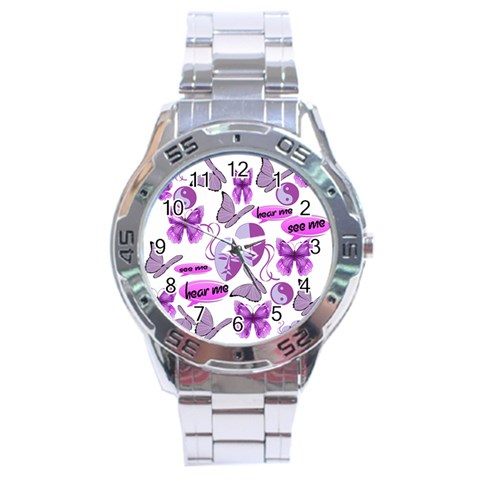 Invisible Illness Collage Stainless Steel Watch from ArtsNow.com Front