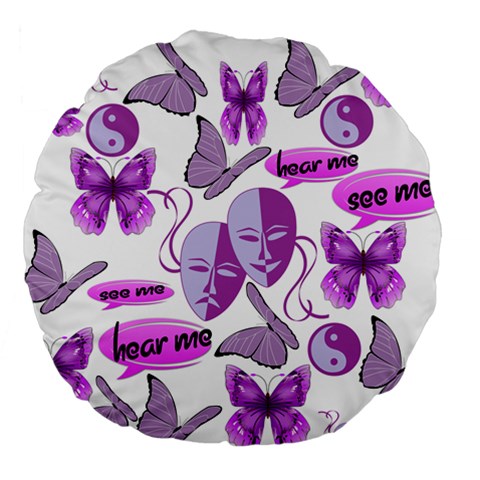 Invisible Illness Collage 18  Premium Round Cushion  from ArtsNow.com Back