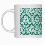 White On Emerald Green Damask White Coffee Mug