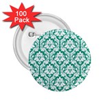 White On Emerald Green Damask 2.25  Button (100 pack)