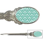 White On Emerald Green Damask Letter Opener