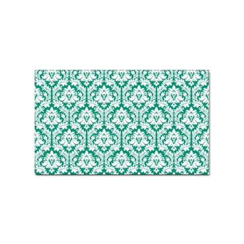 White On Emerald Green Damask Sticker (Rectangle) from ArtsNow.com Front