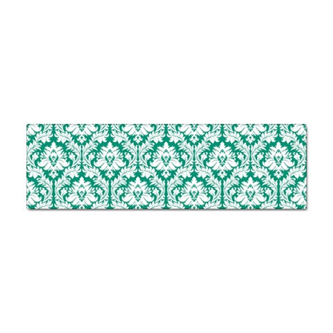 White On Emerald Green Damask Bumper Sticker from ArtsNow.com Front