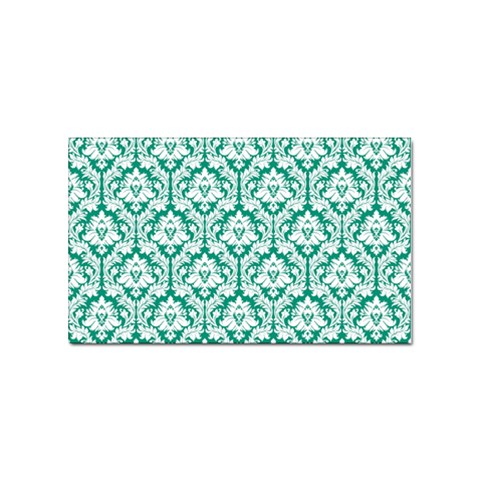 White On Emerald Green Damask Sticker 100 Pack (Rectangle) from ArtsNow.com Front