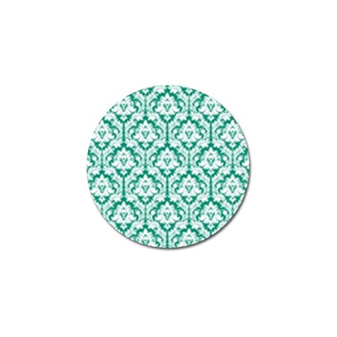 White On Emerald Green Damask Golf Ball Marker from ArtsNow.com Front