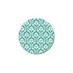 White On Emerald Green Damask Golf Ball Marker 4 Pack