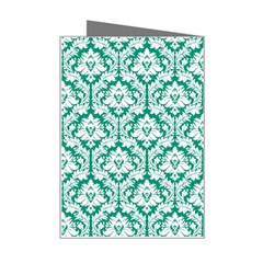 White On Emerald Green Damask Mini Greeting Card from ArtsNow.com Right