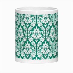 White On Emerald Green Damask Morph Mug from ArtsNow.com Center