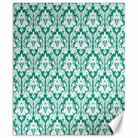 White On Emerald Green Damask Canvas 8  x 10  (Unframed) from ArtsNow.com 8.15 x9.66  Canvas - 1