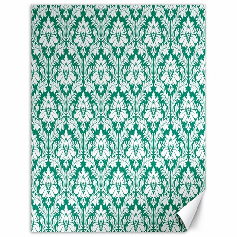 White On Emerald Green Damask Canvas 18  x 24  (Unframed) from ArtsNow.com 17.8 x23.08  Canvas - 1