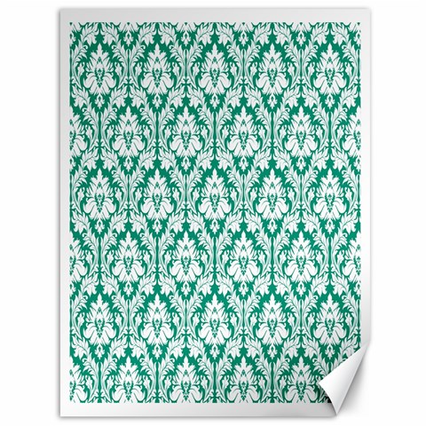 White On Emerald Green Damask Canvas 36  x 48  (Unframed) from ArtsNow.com 35.26 x46.15  Canvas - 1